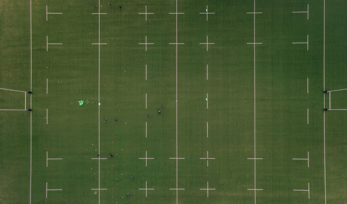 Vue aérienne d'un terrain de rugby
